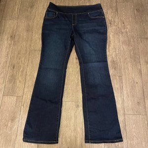 The Pioneer Woman Womens Pull On Jeans Size L Blue Embroidered Flower Boot Cut